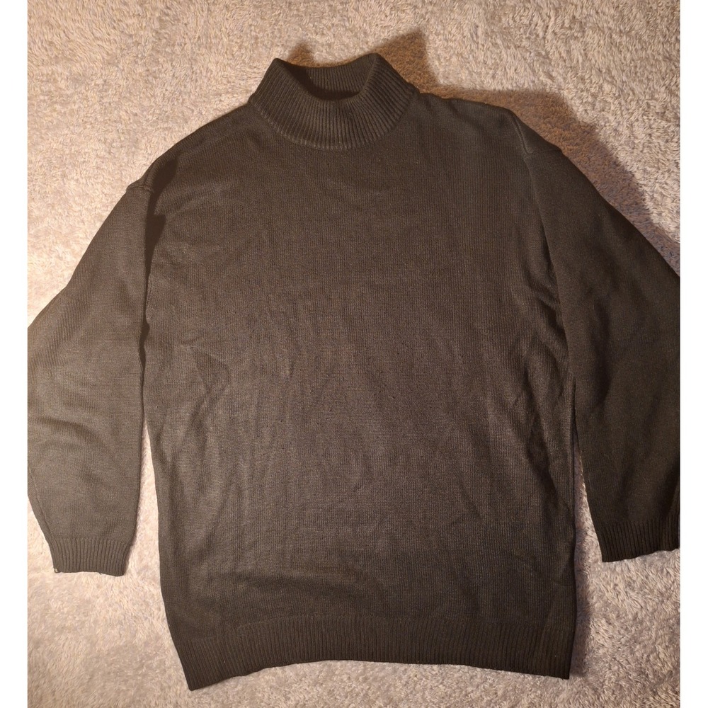 DELF Black Mock Neck Sweater 3XL Pullover Plus Size Made in Korea Cozy Fall Work